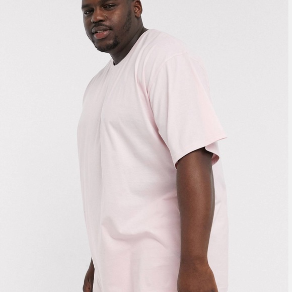 ASOS Soul Star Men’s Plus Organic Cotton Oversized Pink T-Shirt - Picture 2 of 10